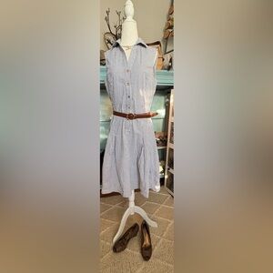 Seesucker midi dress with belt 10